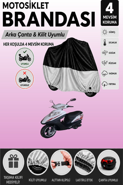 Cemku Double Black Top - Gray Bottom, Rear Bag Compatible Kuba Km 100t-9 Moto...