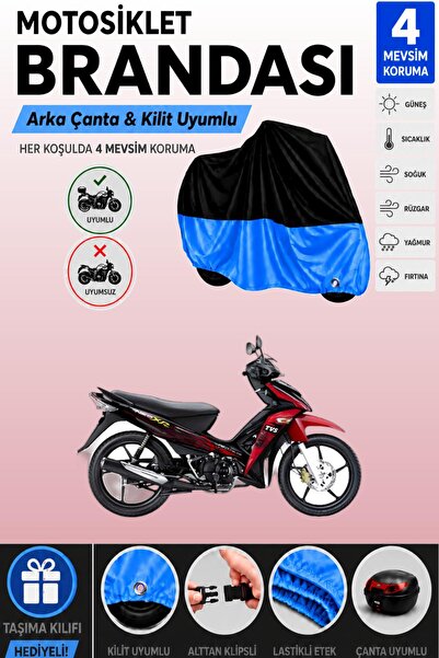 Cemku Double Black Top - Blue Bottom, Rear Bag Compatible Tvs Neo X3I Motorcy...