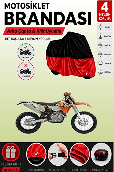 Cemku Double Black Top - Red Bottom, Rear Bag Compatible Ktm 400 Sxc Motorcyc...