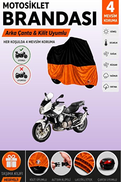 Cemku Double Black Top - Orange Bottom, Rear Bag Compatible Aprilia Mana 850 ...