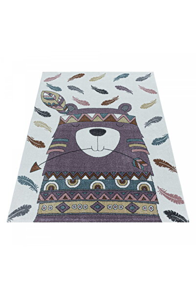 Ayyildyz Funny Indian Rug for children, purple and cream, 80 cm x 150 cm