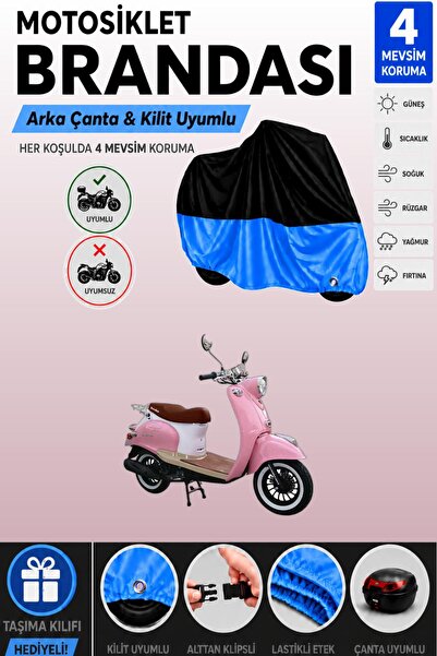 Cemku Double Black Top - Blue Bottom, Rear Bag Compatible Motolux Efsane 50 M...