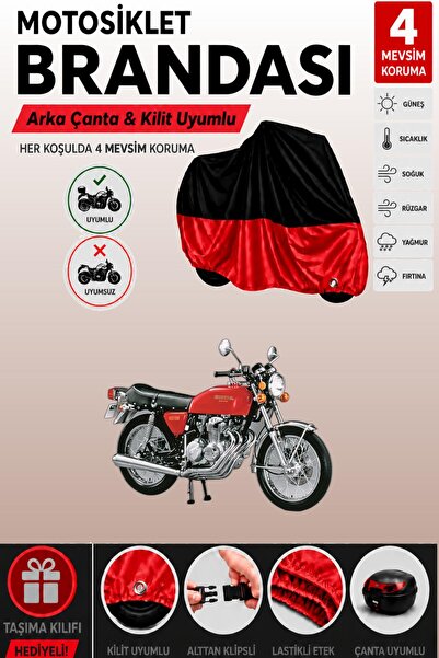 Cemku Double Black Top - Red Bottom, Rear Bag Compatible Honda Cb 400 F Motor...