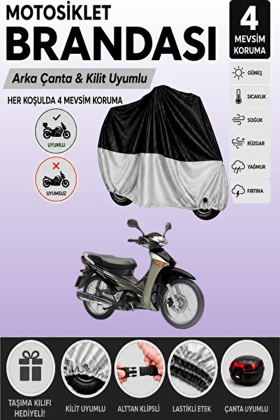 Cemku Double Black Top - Gray Bottom, Rear Bag Compatible Honda Innova 125 Mo...
