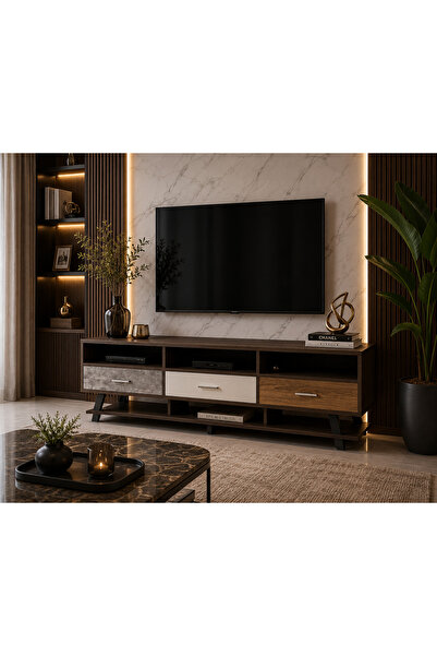 N.zone طاولة تلفاز عصرية متعددة التخزين | المقاس 140×40×55 سم بتصميم أنيق ينا...