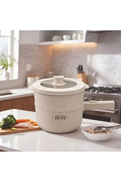 Primo Plus طباخ كهربائي صغير ومبخرة 2 في 1 طراز RA76 - سعة 2 لتر، قوة 700 واط...