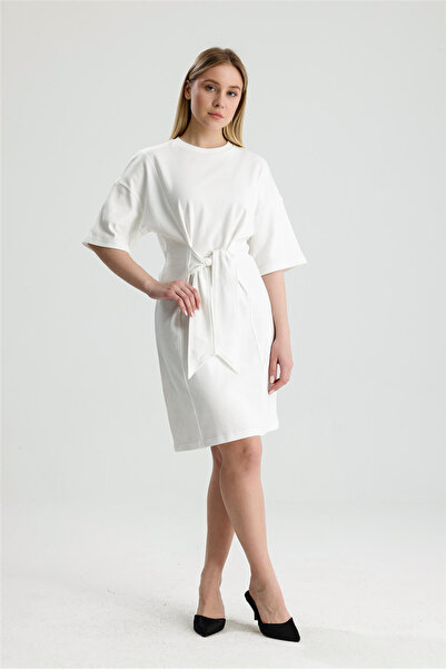 ROSE ARYA White Tie-Dye Knee-Length Dress