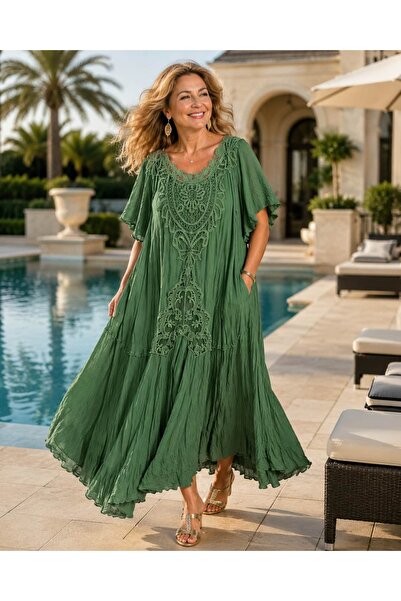 Punta Otantik VLL1420 Rochie Hürrem Vual Verde