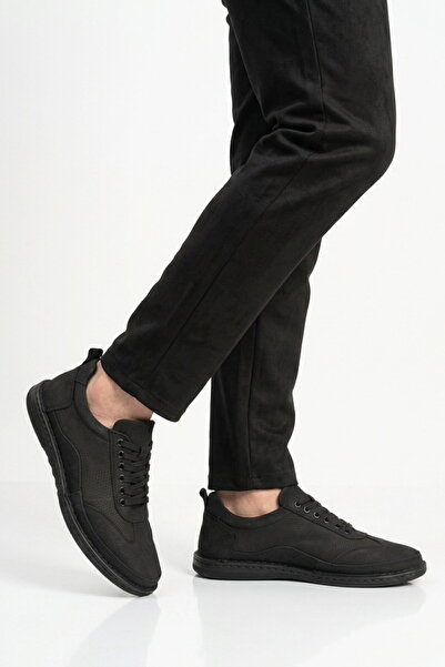 Aspor Black Genuine Leather Men's Casual Shoes