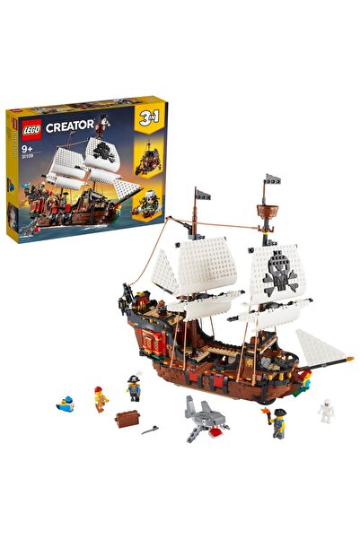 LEGO Creator 3-în-1 31109 Navă Pirat, Han și Insula Craniilor (1260 piese)