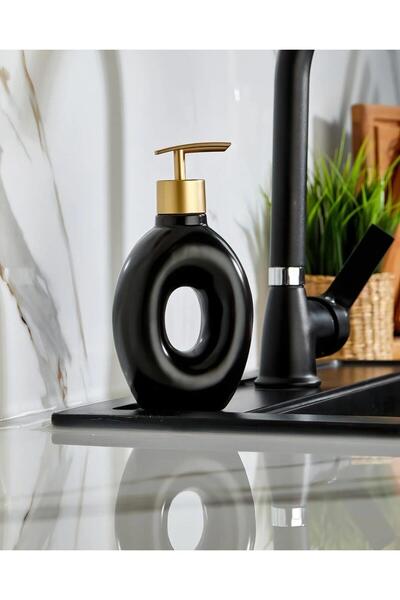 Home Luxury Porcelain Bathroom and Kitchen Liquid Soap Dispenser with Gold De...