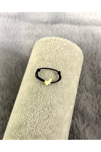 BASTORE Adjustable string ring with 14k gold butterfly