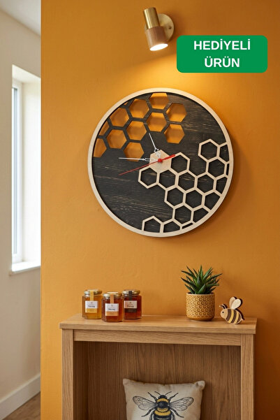 Kutaydan Geometric Modern Wooden Laser Cut 2D Mdf Wall Clock
