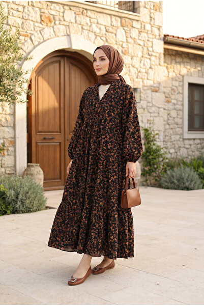 Kirazca Butik Women's Patterned Loose Cut Viscose Dress