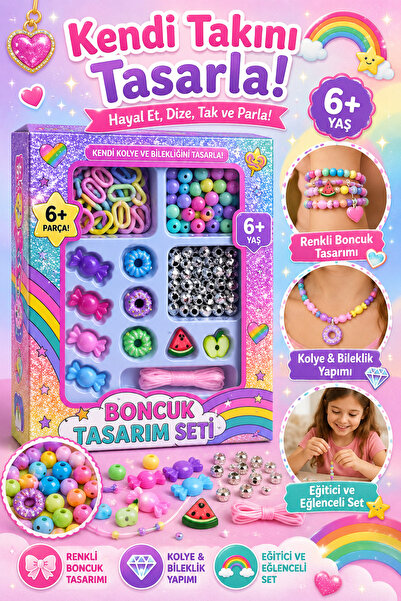 Tamsena Store Kız Çocuk Renkli Boncuk Takı Yapım Seti Kolye Bileklik Tasarım ...