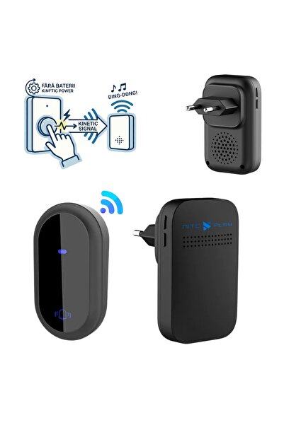 NITOPLAY Sonerie fara fir Nitoplay® S9, cu auto-generare de energie, fara bat...