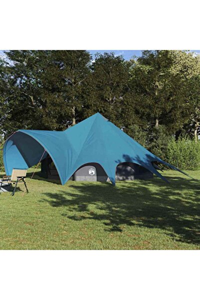 vidaxl Cort Teepee pentru 9 Persoane cu acoperis Albastru si Gri