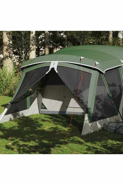 vidaxl Cort de camping cu veranda 4 persoane, verde, impermeabil