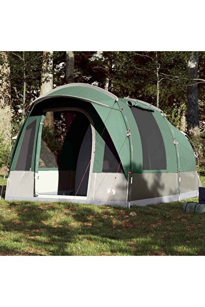 vidaxl Cort de camping pentru 3 persoane, verde, impermeabil