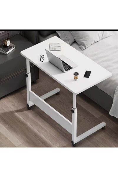 GGEROU Mobile computer desk on wheels, height-adjustable nightstand, mobile u...