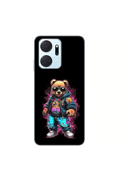 OEM Husa compatibila cu Honor X7a Silicon Gel Tpu Model Bear Cool Black