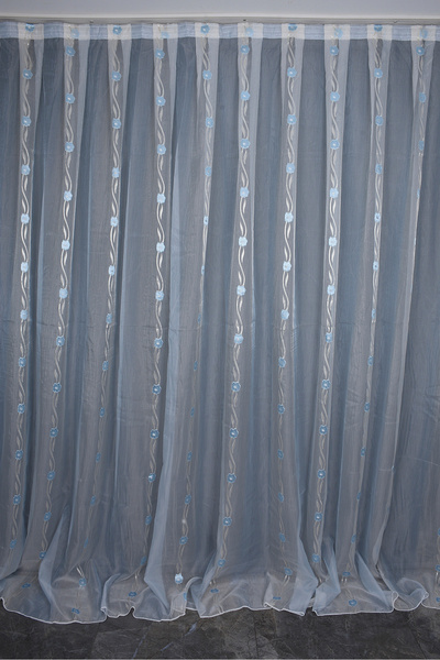 AKÇA TEKSTİL Organze 2750 Cream Color 5_3 Ready-Made Pleated Background Curta...