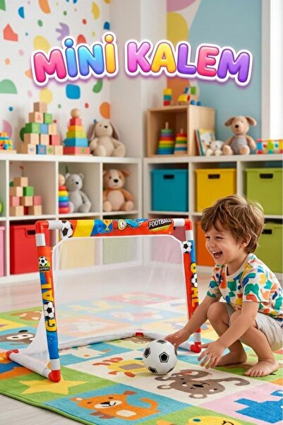 Tıfıl Toys Mini Futbol Kalesi Seti! 60cm Renkli Futbol Desenli Toplu Hafif Ta...