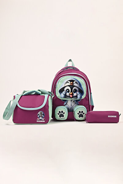 WANDER BAG Ученически комплект от 3 части с мотив на пингвини за начално учил...
