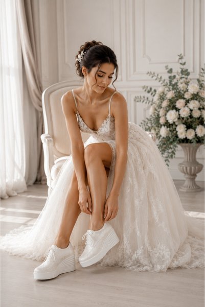 DARUGA Floral Patterned Wedge Heel Sports Wedding Dress Evening Dress Shoes