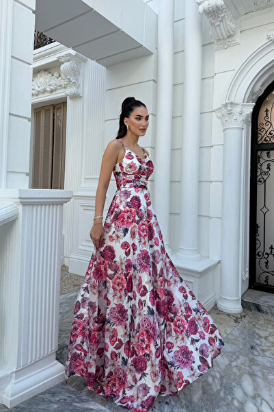 Sindimoda Feza Desenli Askı Detay Abiye 1093