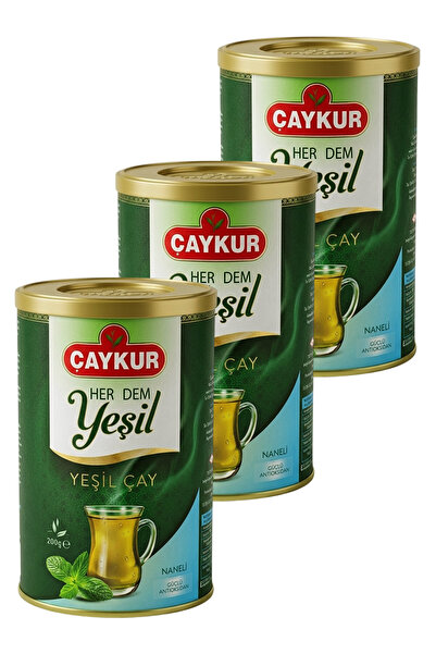 Çaykur Herdem Yaprak Yeşil Dökme Çay Naneli 200 gr. Üçlü Paket