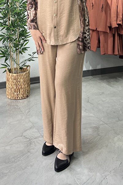 Tığ Triko Leopard Detailed Trousers Suit Camel