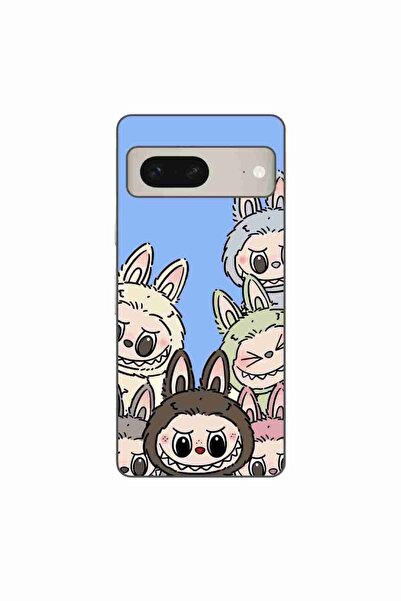 OEM Husa compatibila cu Google Pixel 8 Silicon Gel Tpu Model Labubu Pattern Blue