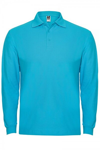 ROLY Men's long-sleeved polo shirt, 100% cotton, Estrella, turquoise