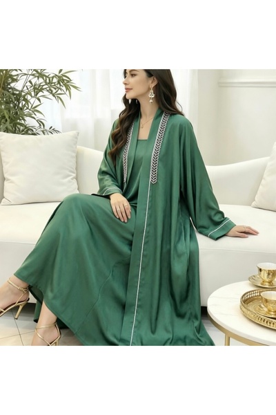 Bleco Luxury Embroidered Dubai Abaya, Loose Modest Muslim Maxi Dress, Elegant...