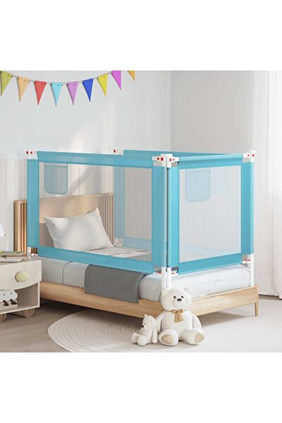 vidaxl Balustradă de protecție pat copii, albastru, 140x25 cm, textil