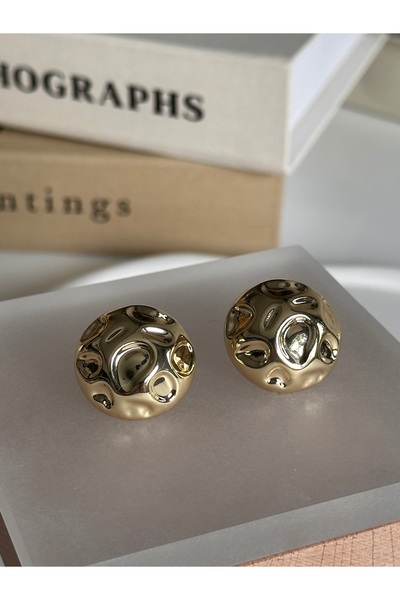 Bade Jewelry Vip Gold Round Wavy Design Basic Non-Tarnish Steel Stylish Earrings
