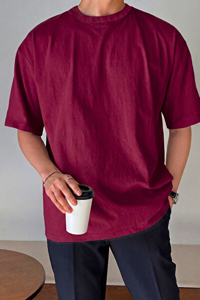 GENIUS STORE Tricou oversize pentru bărbați, din bumbac, cu decolteu tip crew...