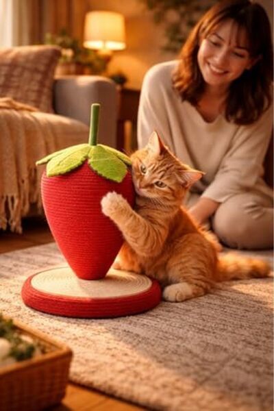 Yıldızan Nzr Beautestore Cat Scratching Toy Fruit Themed 23 cm Jute Rope Natu...