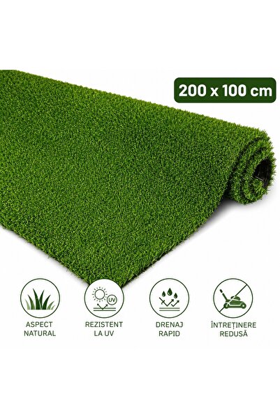 EMATTEIRO Gazon Artificial Decorativ, Dimensiune 200x100cm, Pentru Gradina, T...