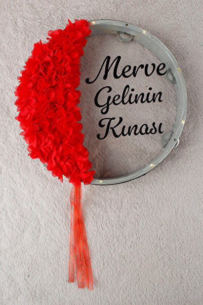 Mortex Kırmızı LED'Lİ Şeffaf 32 cm Hilal Desenli 3 Fonksiyon Gelin Tefi 3D Çi...