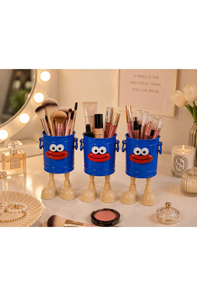 ARVALE Gosi 3 Pieces Makeup Organizer Cute Standing Box Organizer - Blue