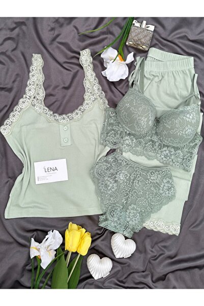 Lena Homewears Women's Underwear and Lingerie Suspender C Cropped Pajama Set