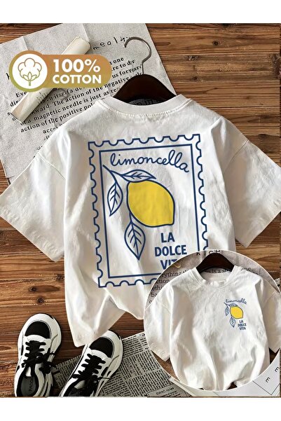 AEMİ Tricou unisex Limoncello La Dolce Vita cu imprimeu, supradimensionat, cu...