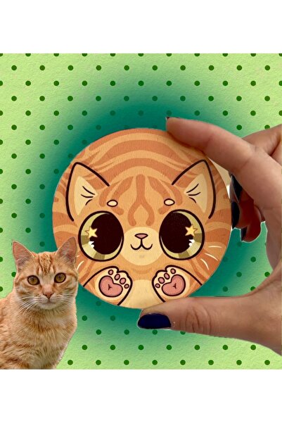 westartic westcat Sarman Sarı Turuncu Kedi Orange Cat Tasarım Bardak Altlığı