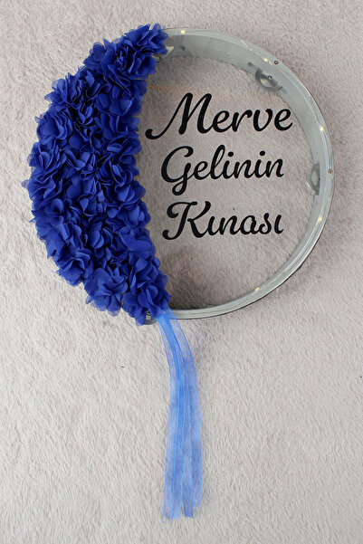 Mortex Saks Mavi LED'Lİ Şeffaf 32 cm Hilal Desenli 3 Fonksiyon Gelin Tefi 3D ...