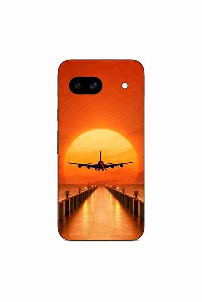 OEM Husa compatibila cu Google Pixel 8A Silicon Gel Tpu Model Airplane Sunset