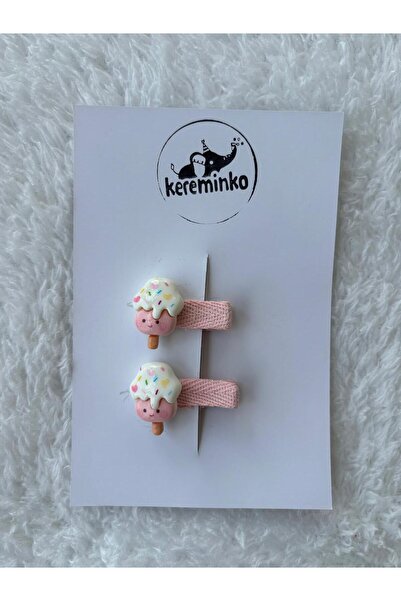 Kereminko Bebek Kız Bebek&Çocuk Dondurma Figürlü Pens Toka Seti