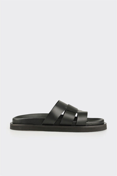 Elle Shoes Siyah Deri Erkek Terlik