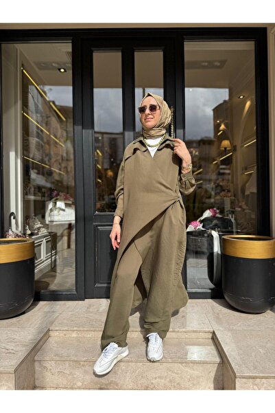 QOOQ STORE 26SS604 Arsen Kadın Kimono Haki Yeşil